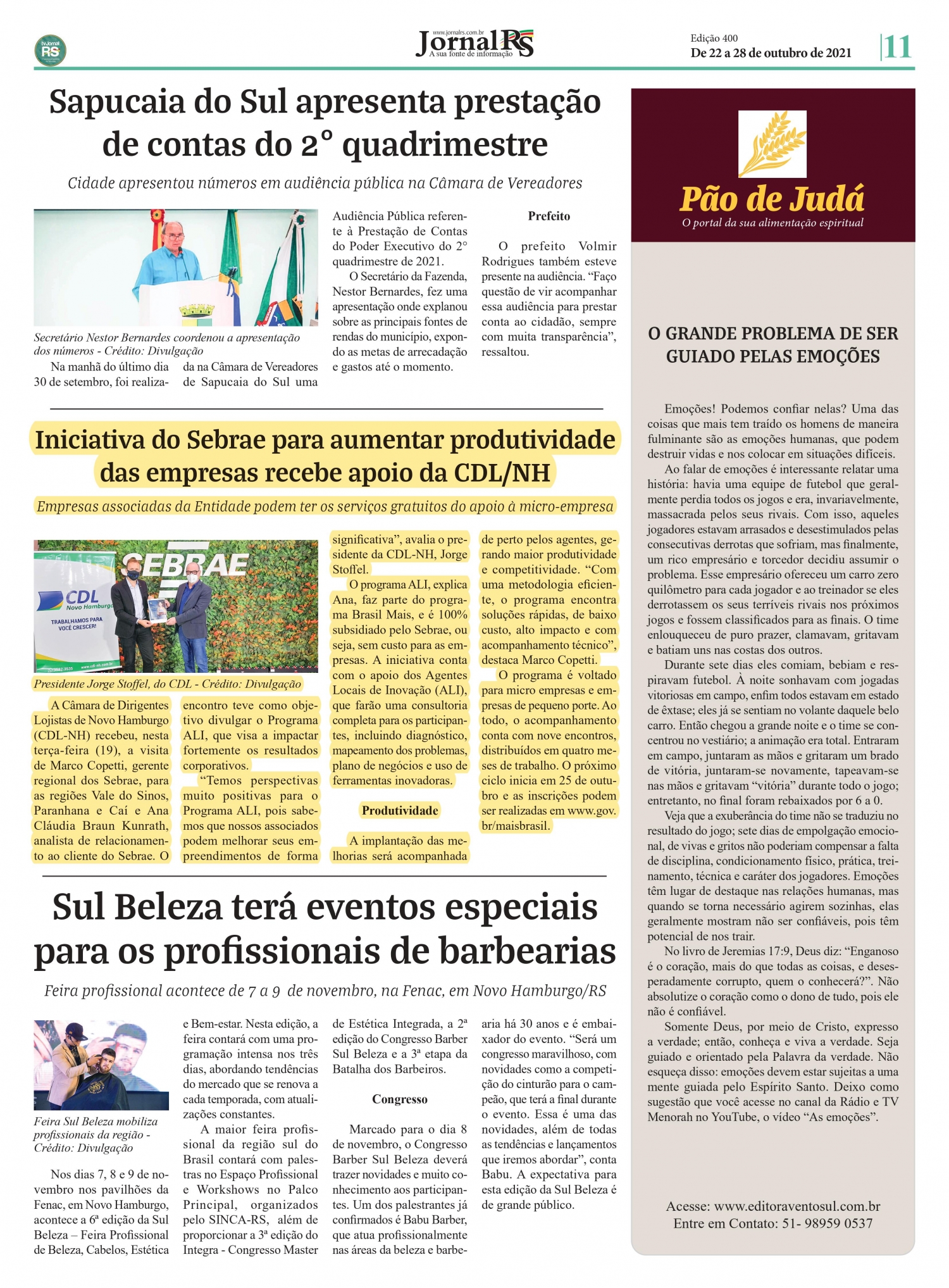 CDL NH e Sebrae firmam parceria, confira noticia em jornal da região!