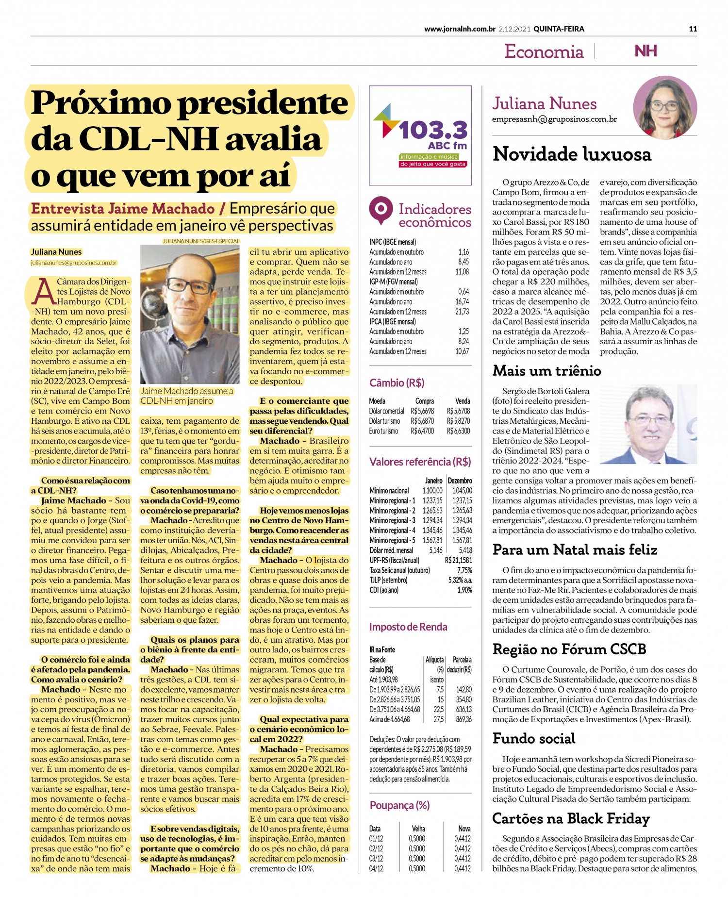 Confira a entrevista no jornal da região com o próximo presidente da CDL NH, Jaime Machado!