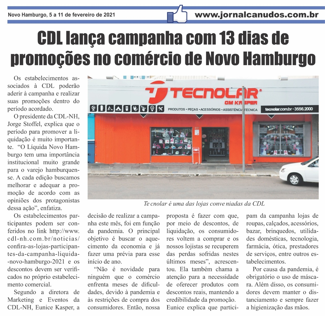 CDL NH é notícia em jornal da comunidade com a campanha Liquida Novo Hamburgo