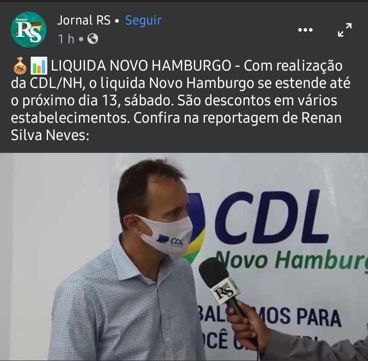 Confira a entrevista do Jornal RS com o presidente da CDL NH, Jorge Stoffel, sobre a Campanha Liquida Novo Hamburgo que está chegando nos últimos dias.
