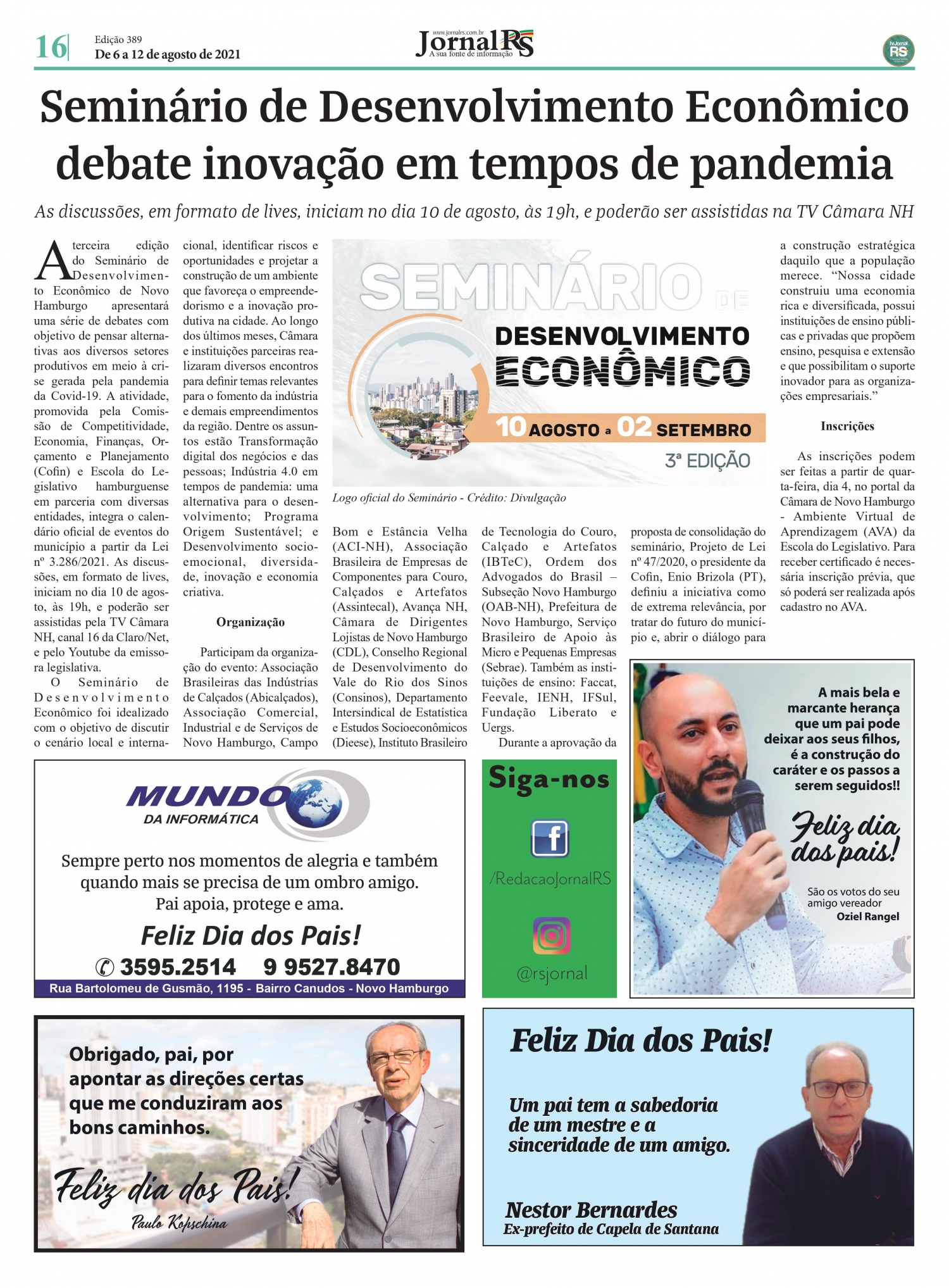 CDL NH é noticia em jornal da região com o Seminário de Desenvolvimento Economico 