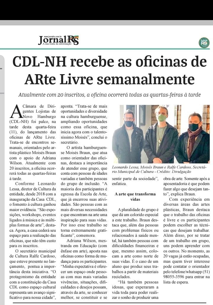 CDL NH é noticia em jornal da região com projeto na Casa CDL